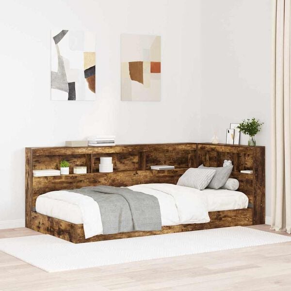 vidaXL Storage Headboard with Shelf Smoked Oak 75 cm Engineered Wood