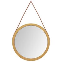 vidaXL Wall Mirror with Strap Gold Ø 45 cm