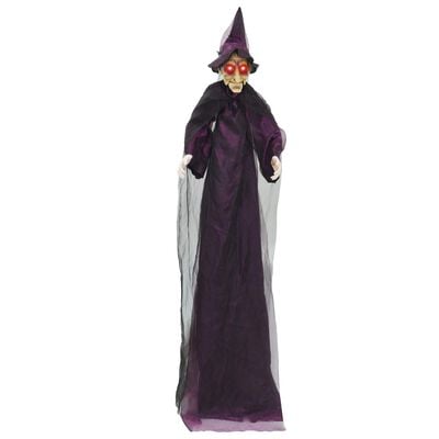 Hanging Talking Halloween Witch Purple 216 x 125 cm