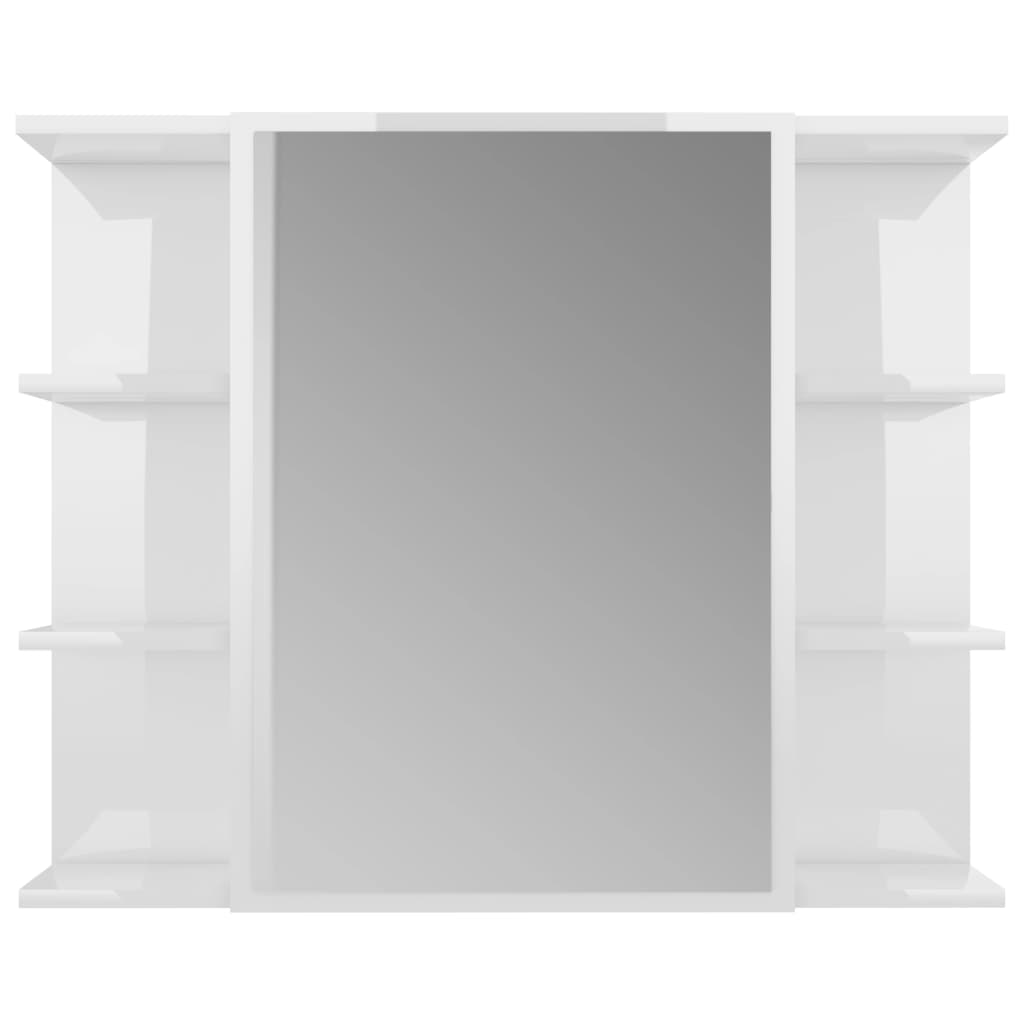 vidaXL Bathroom Mirror Cabinet High Gloss White 80x20.5x64 cm Chipboard