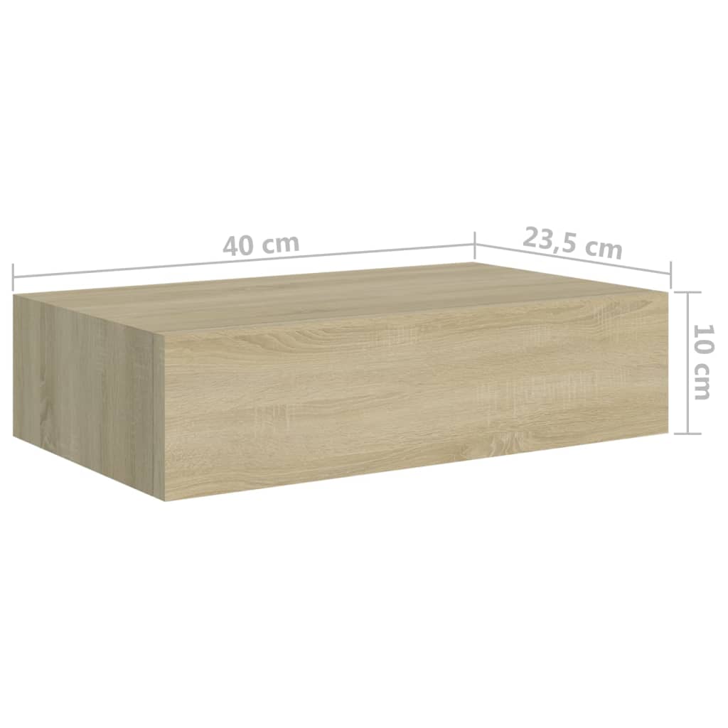 vidaXL Wall-mounted Drawer Shelves 2 pcs Oak 40x23.5x10cm MDF