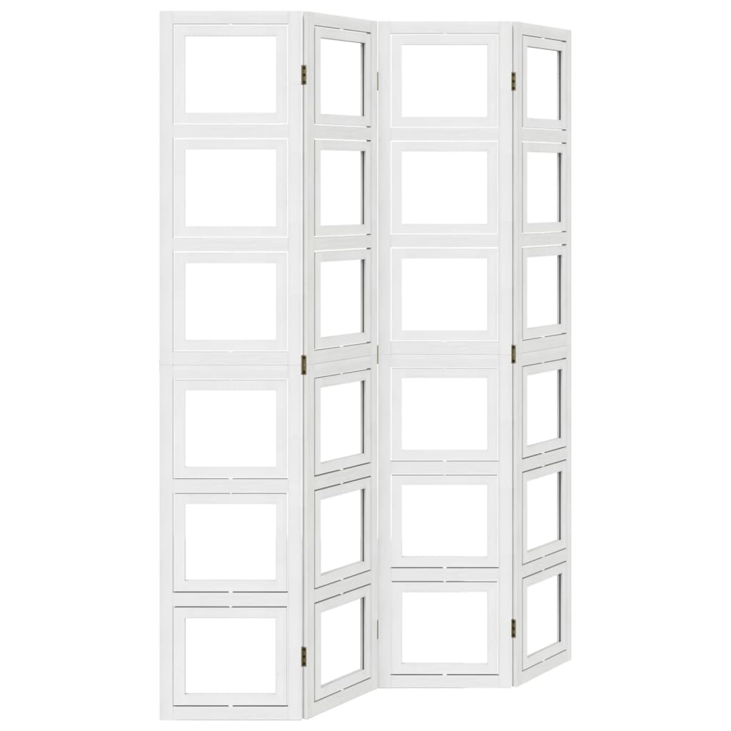 vidaXL Room Divider 4 Panels White Solid Wood Paulownia
