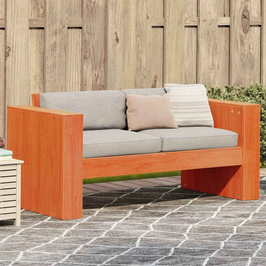 vidaXL Garden Sofa 2-Seater Wax Brown 134x60x62 cm Solid Wood Pine