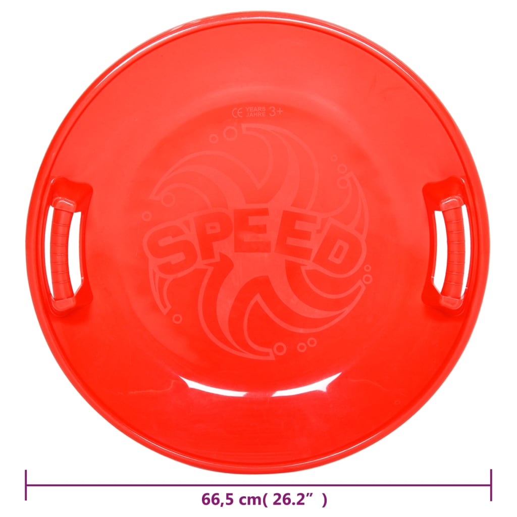 vidaXL Round Sledge Red 66.5 cm PP