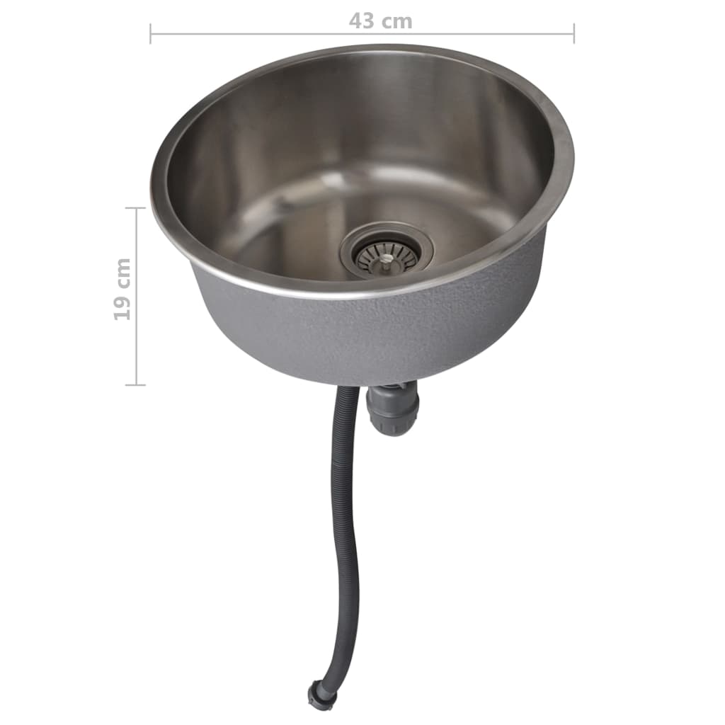 Round Sink Stainless Steel 43cm With Drain