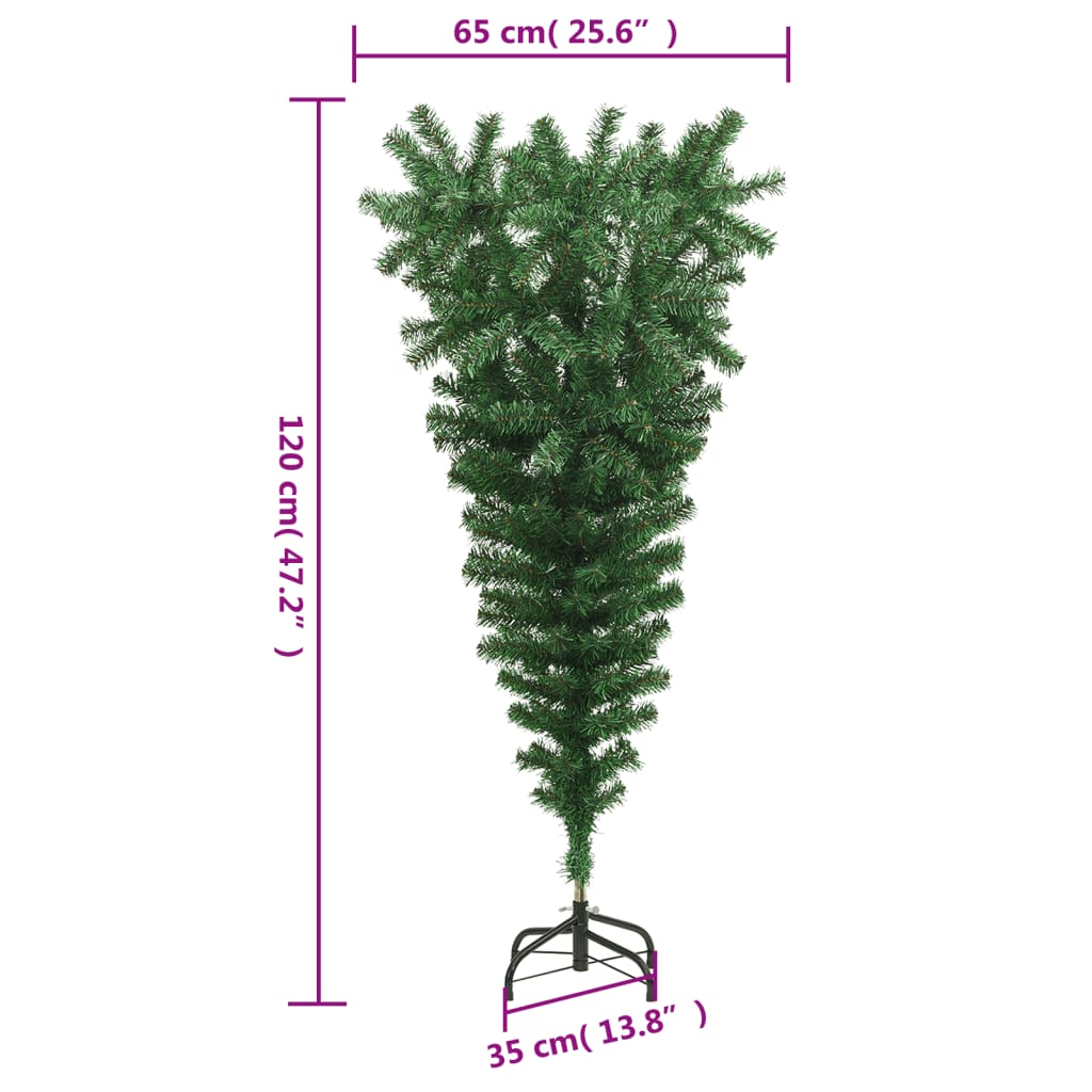 vidaXL Upside-down Artificial Christmas Tree with Stand Green 120 cm