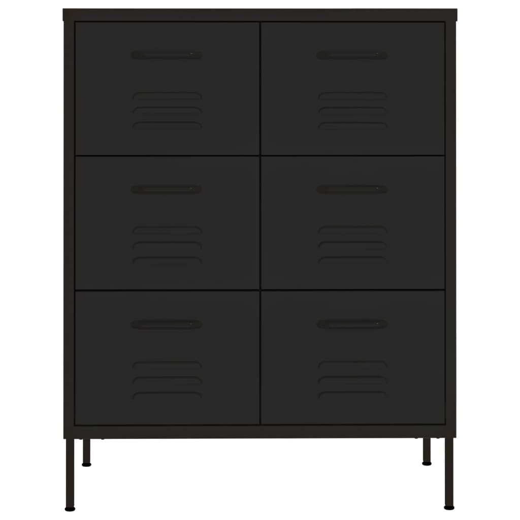 vidaXL Drawer Cabinet Black 80x35x101.5 cm Steel
