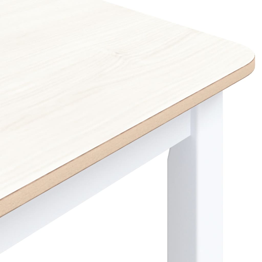 vidaXL Dining Table White and Brown 114x71x75 cm Solid Rubber Wood