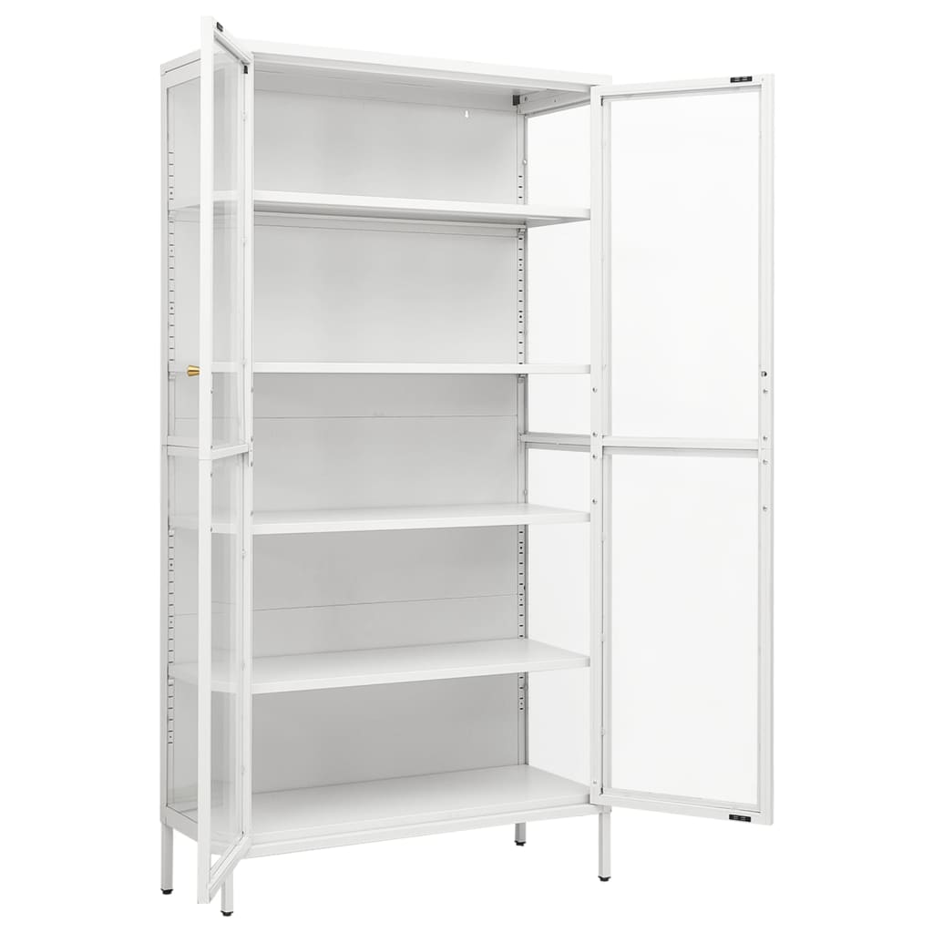 vidaXL Display Cabinet White 90x40x180 cm Steel and Tempered Glass