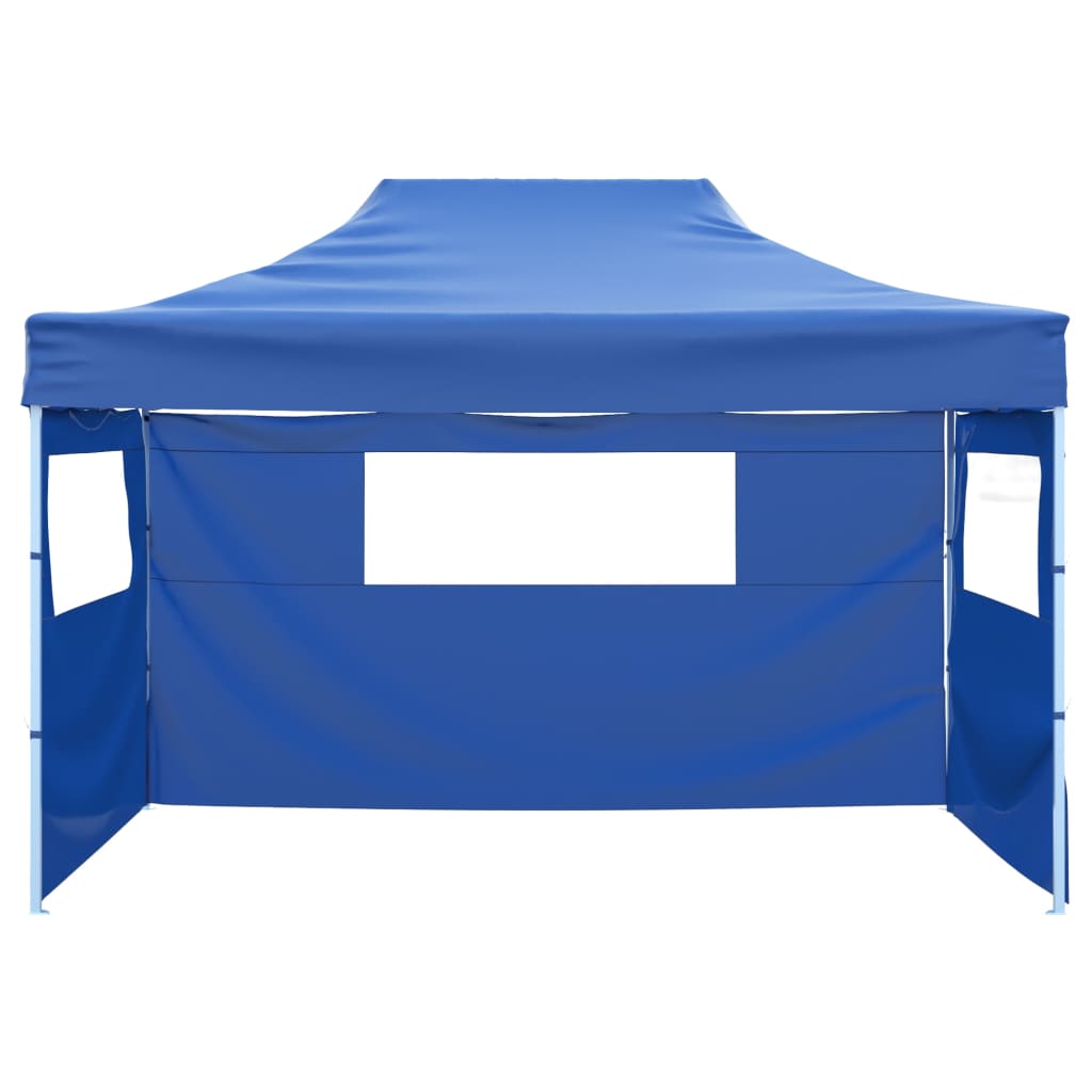 vidaXL Professional Folding Party Tent with 3 Sidewalls 3x4 m Steel Blue