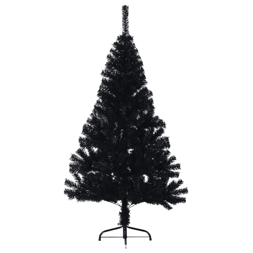 vidaXL Artificial Half Christmas Tree with Stand Black 150 cm PVC