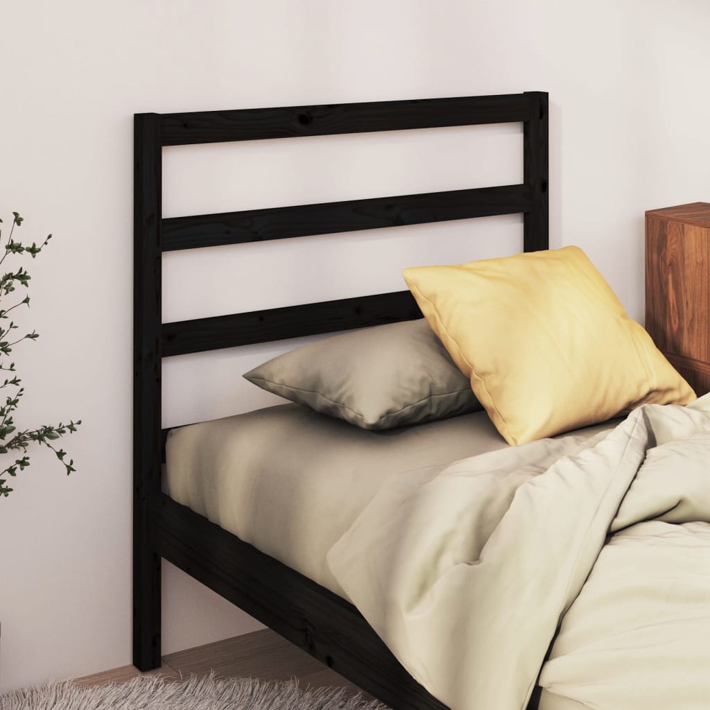 vidaXL Bed Headboard Black 95x4x100 cm Solid Wood Pine