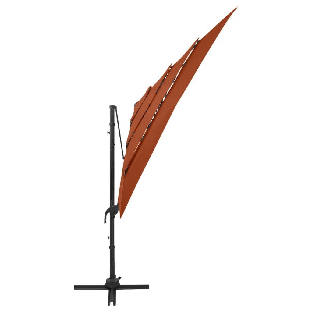 vidaXL 4-Tier Parasol with Aluminium Pole Terracotta 250x250 cm