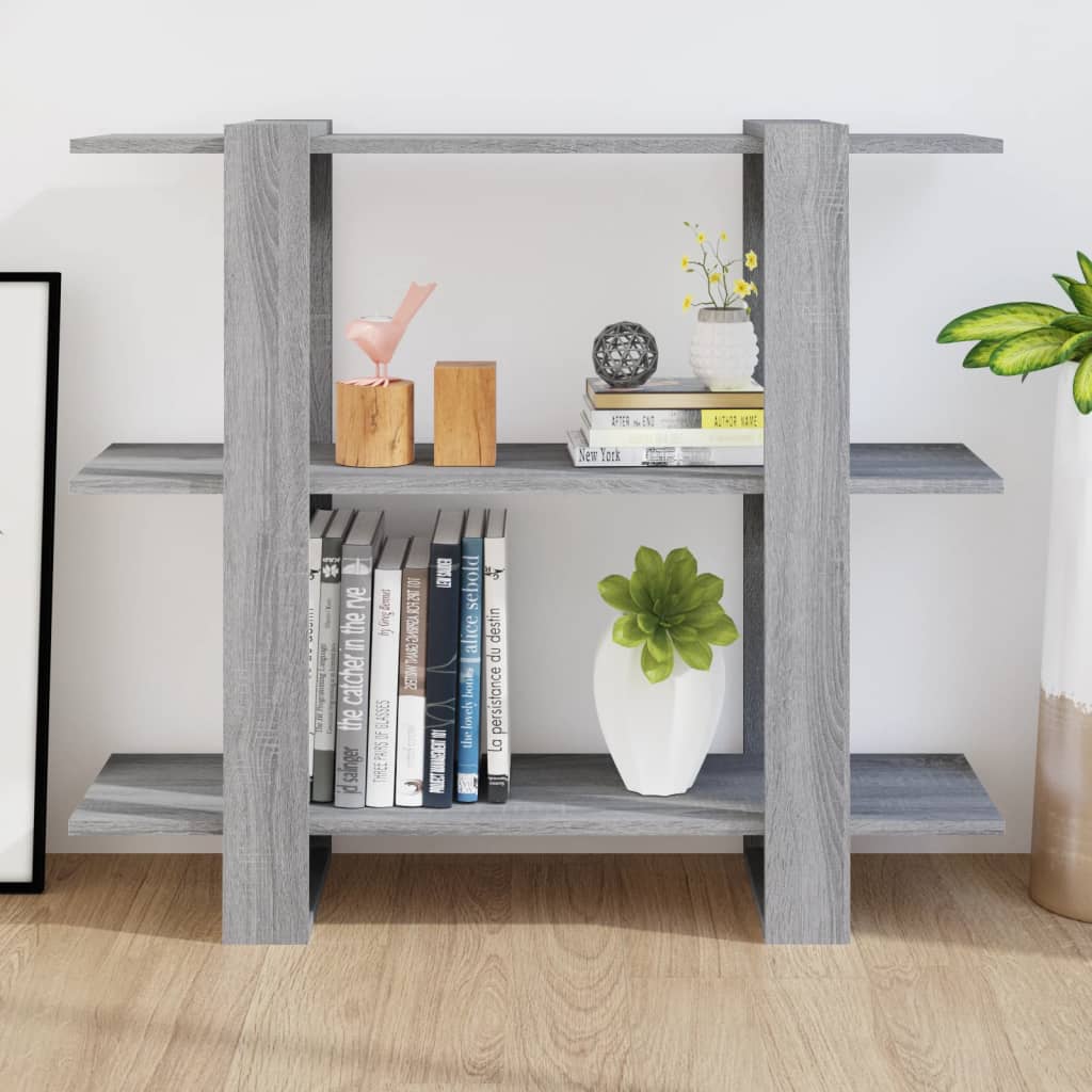 vidaXL Book Cabinet/Room Divider Grey Sonoma 100x30x87 cm