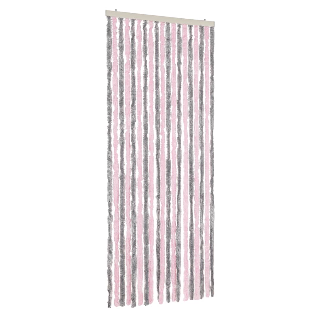 vidaXL Fly Curtain Silver Grey and Pink 56x200 cm Chenille