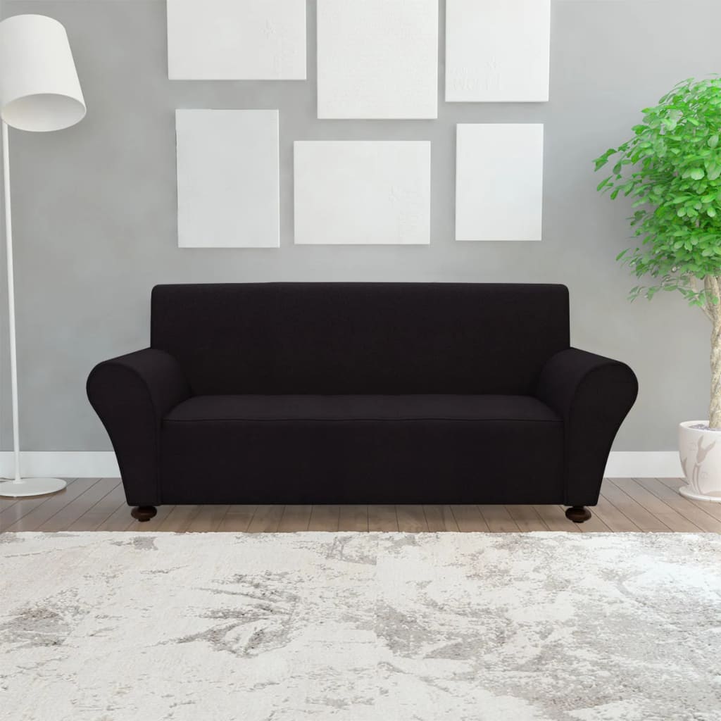 vidaXL Stretch Couch Slipcover Black Polyester Jersey