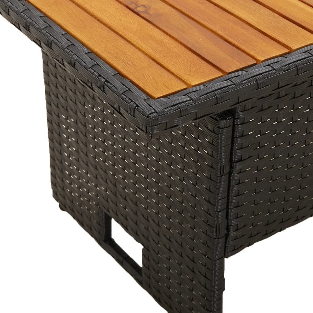 vidaXL Garden Table Black 100x50x43/63 cm Solid Wood Acacia&Poly Rattan