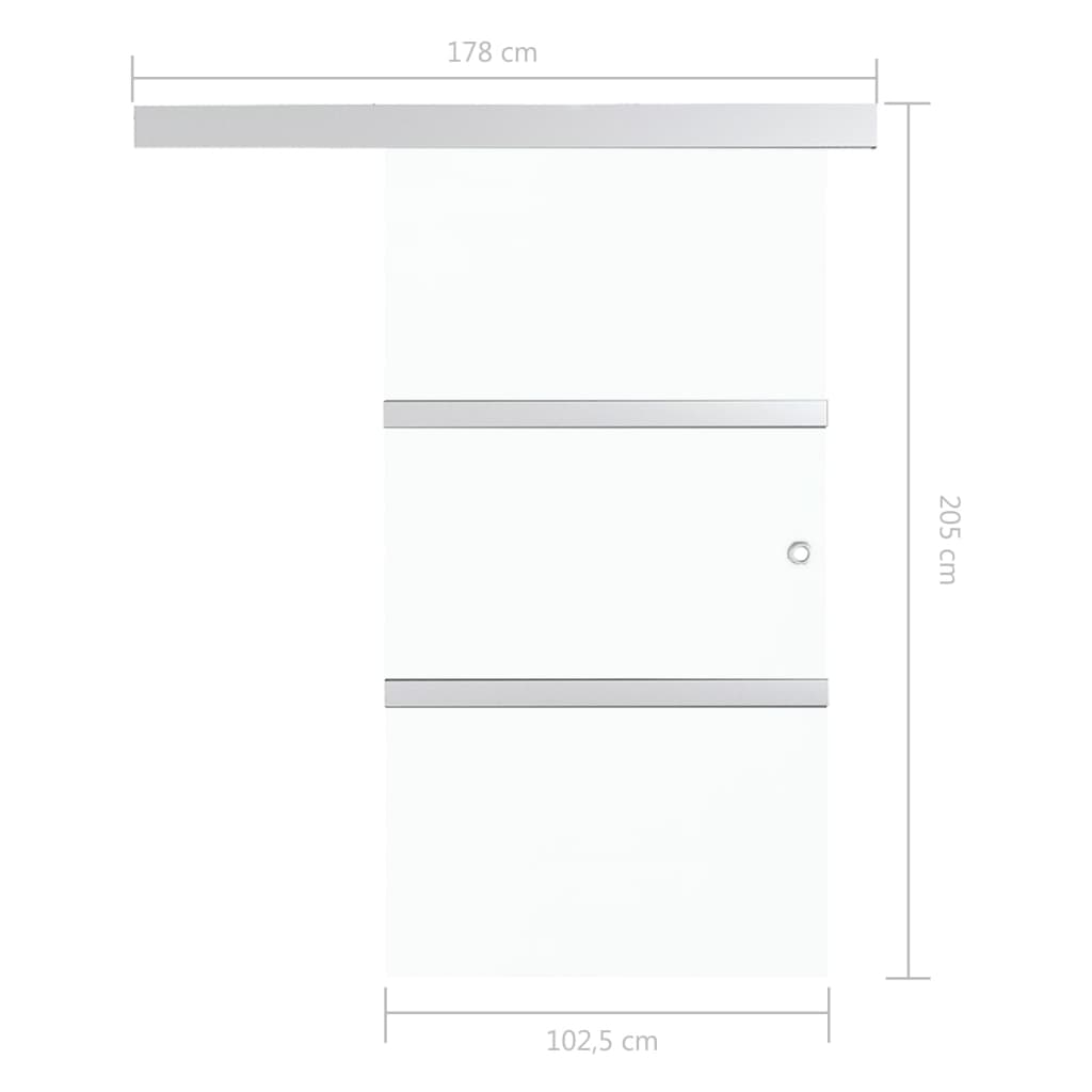 vidaXL Sliding Door ESG Glass and Aluminium 102.5x205 cm Silver