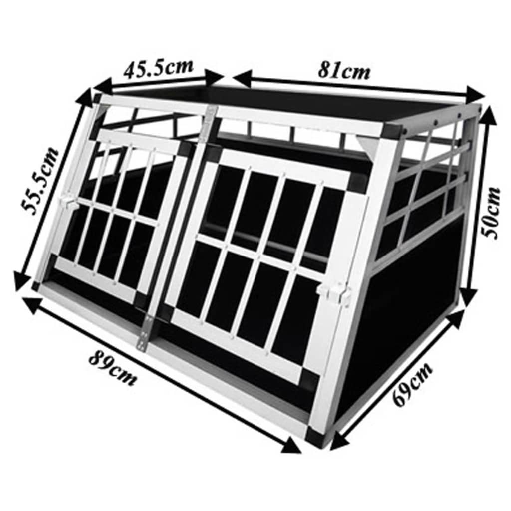 vidaXL Dog Transport Cage with Double Door S Aluminium