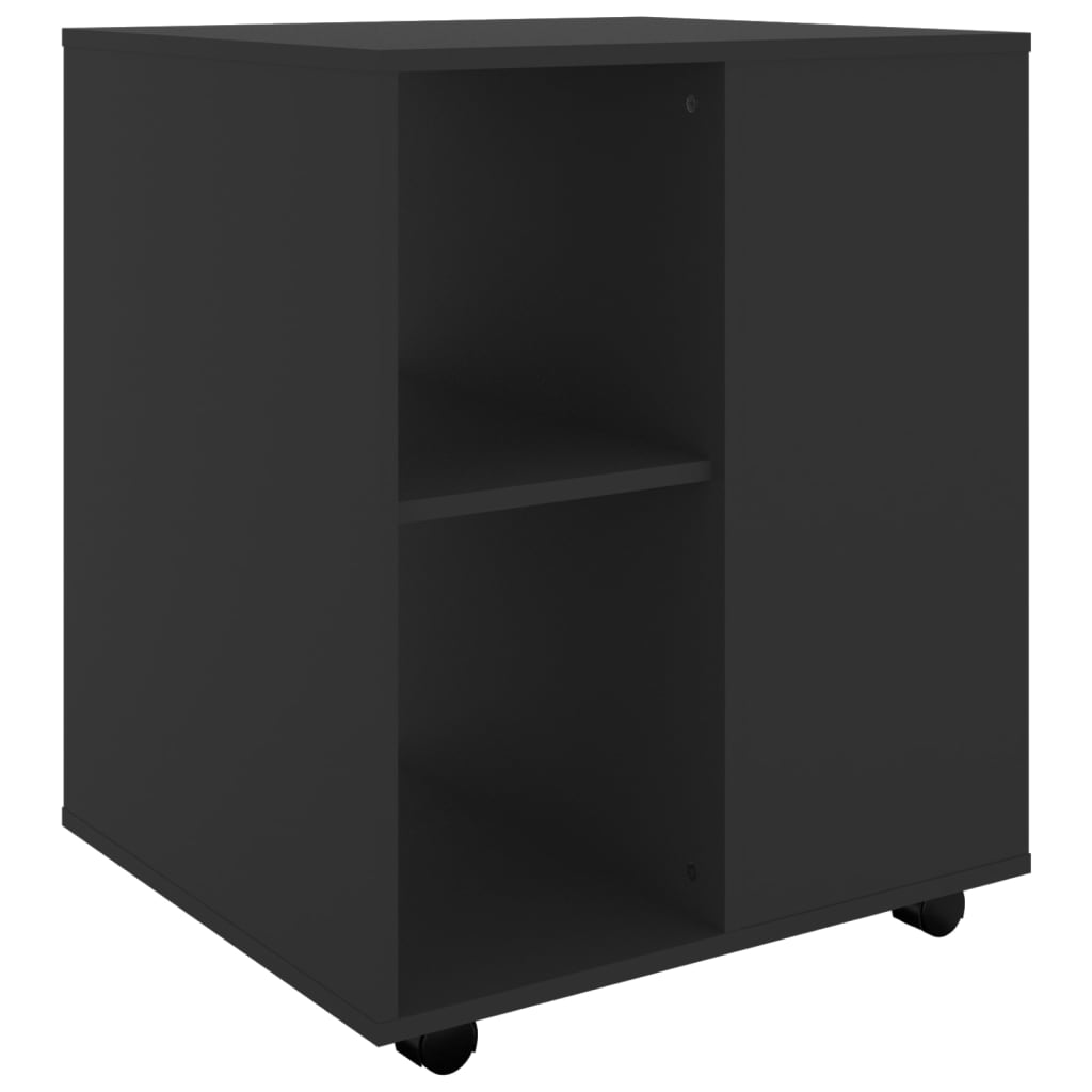 vidaXL Rolling Cabinet Black 60x53x72 cm Engineered Wood