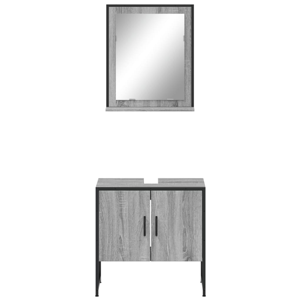 vidaXL 2 Piece Bathroom Cabinet Set Grey Sonoma Engineered Wood