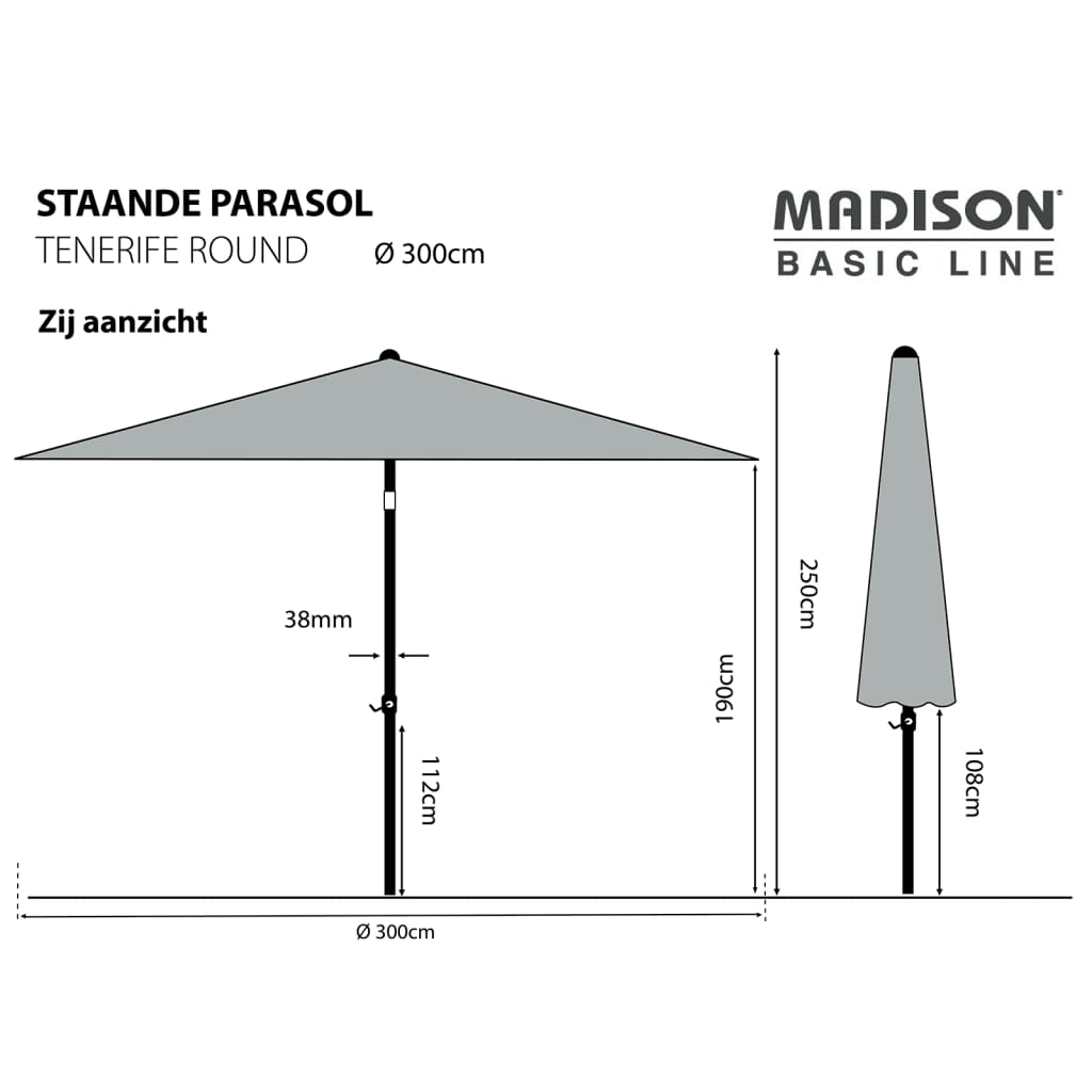 Madison Parasol Tenerife 300 cm Taupe