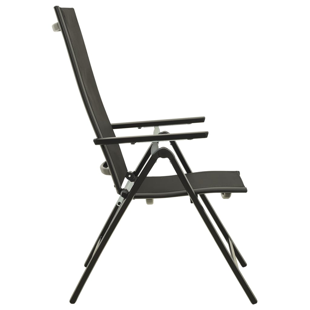 vidaXL Folding Garden Chairs 2 pcs Textilene and Aluminium Black