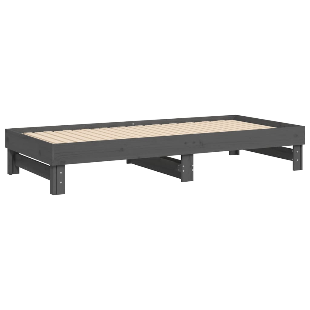 vidaXL Pull-out Day Bed Grey 2x(100x200) cm Solid Wood Pine