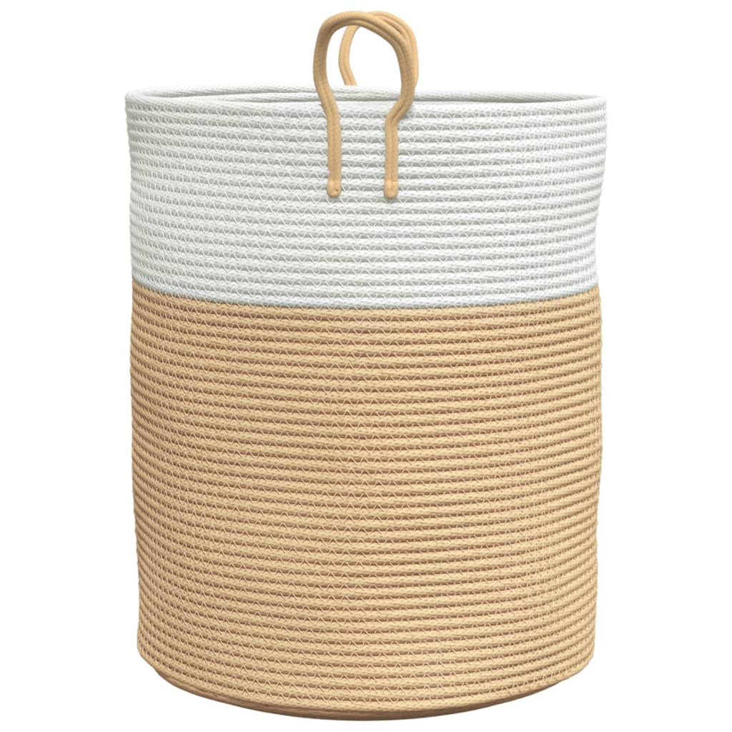 vidaXL Storage Basket Beige and White Ø38x46 cm Cotton