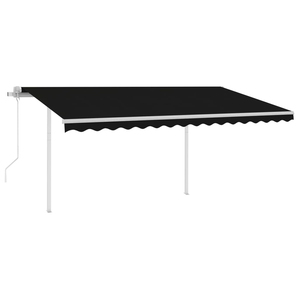 vidaXL Automatic Retractable Awning with Posts 4.5x3.5 m Anthracite