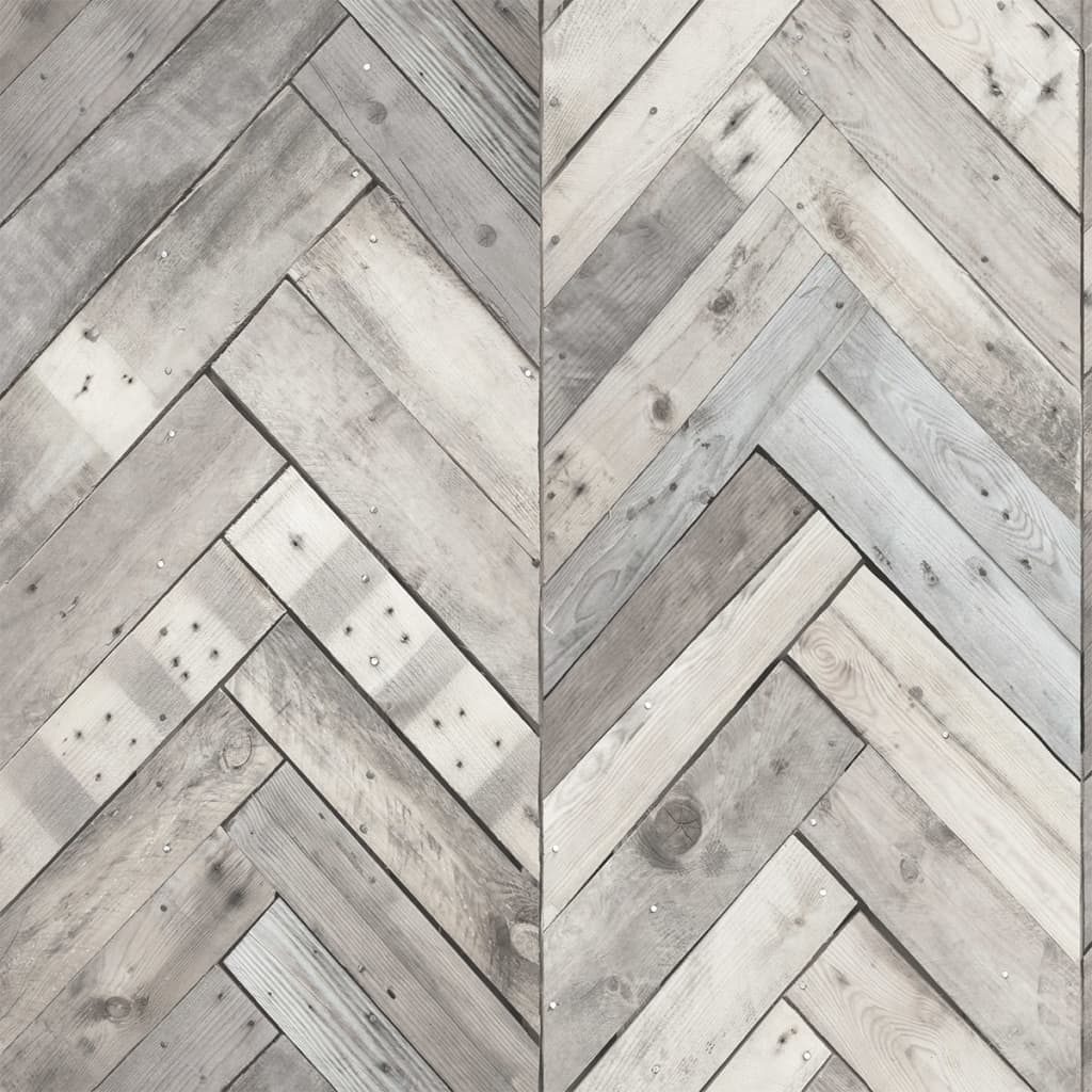 DUTCH WALLCOVERINGS Wallpaper Wood/Herringbone Grey 7361-1