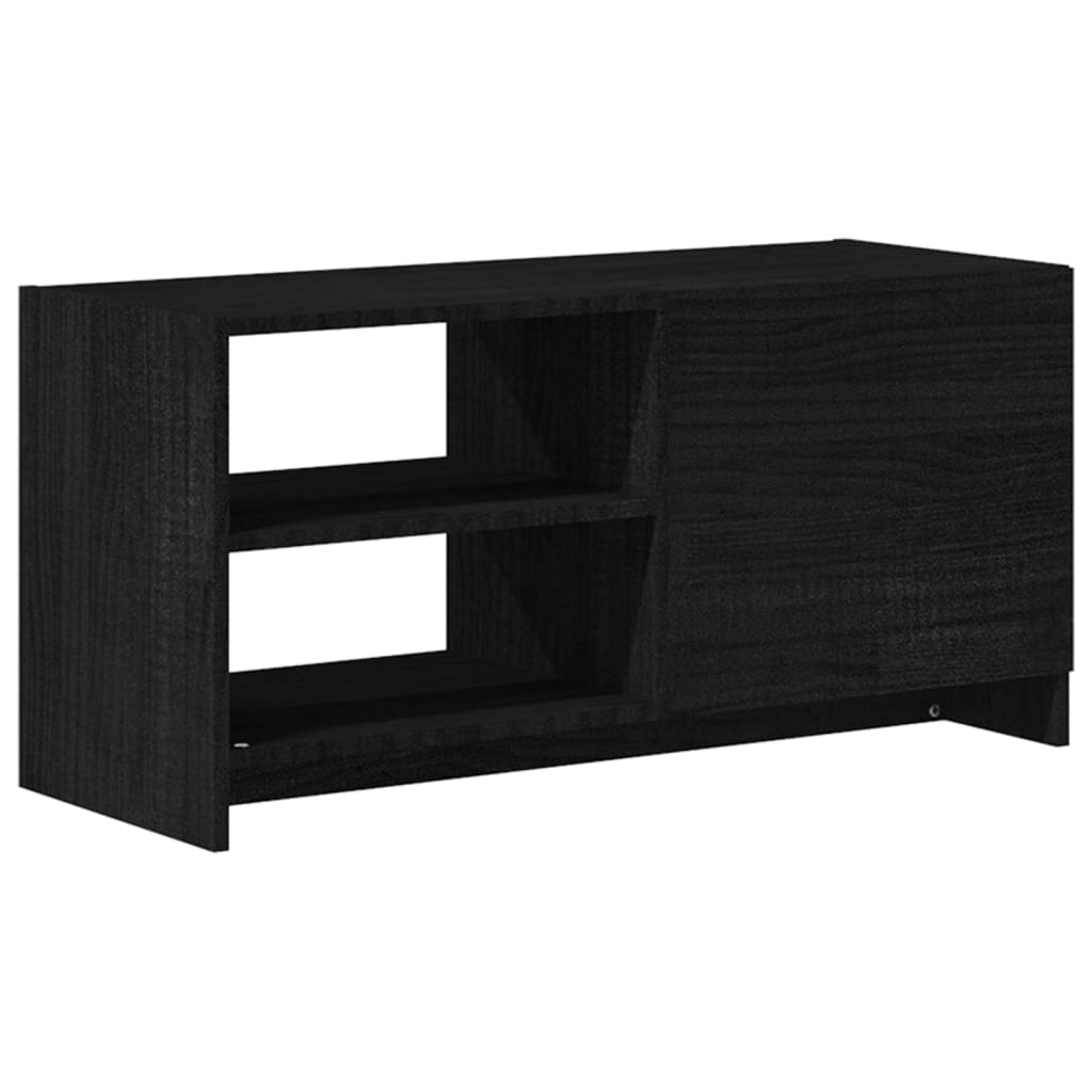 vidaXL TV Cabinet Black 80x31x39 cm Solid Pinewood