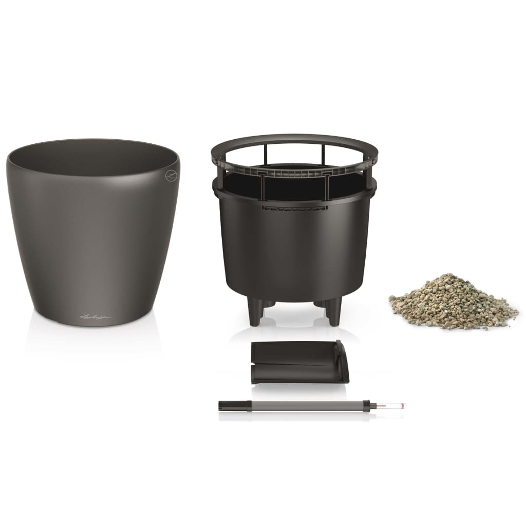 LECHUZA Planter CLASSICO LS 35 ALL-IN-ONE Charcoal Metallic 16063
