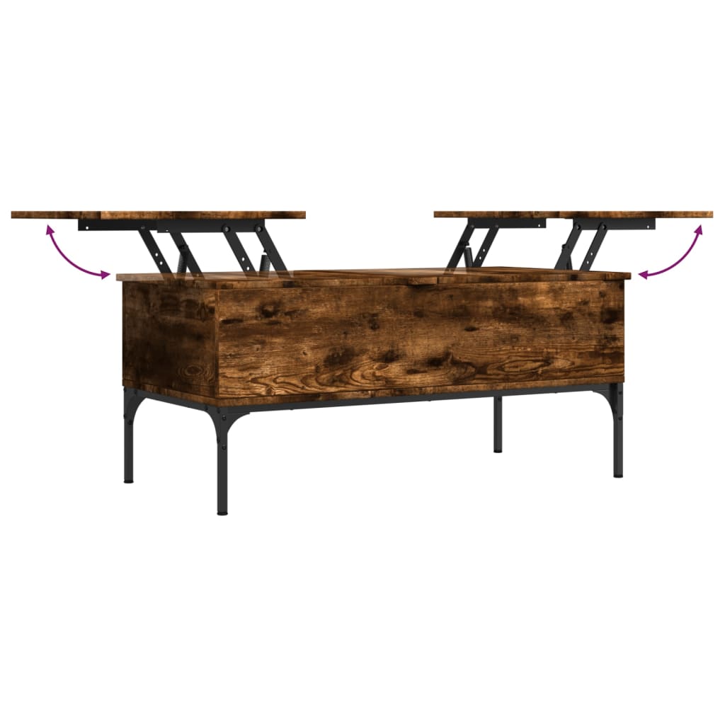 vidaXL Coffee Table Smoked Oak 100x50x45 cm Engineered Wood and Metal