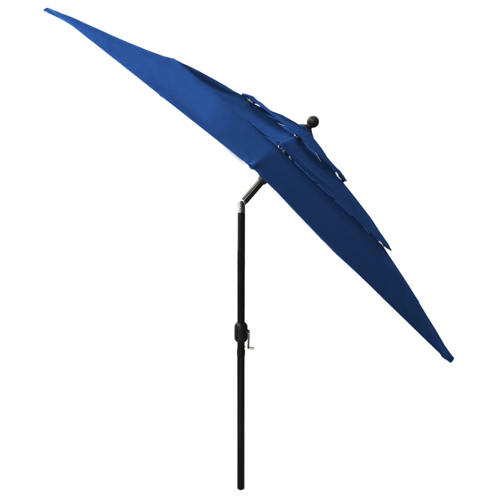 vidaXL 3-Tier Parasol with Aluminium Pole Azure Blue 2.5x2.5 m