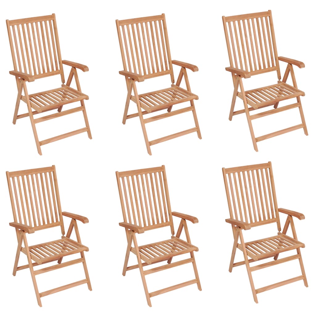 vidaXL Reclining Garden Chairs 6 pcs Solid Teak Wood