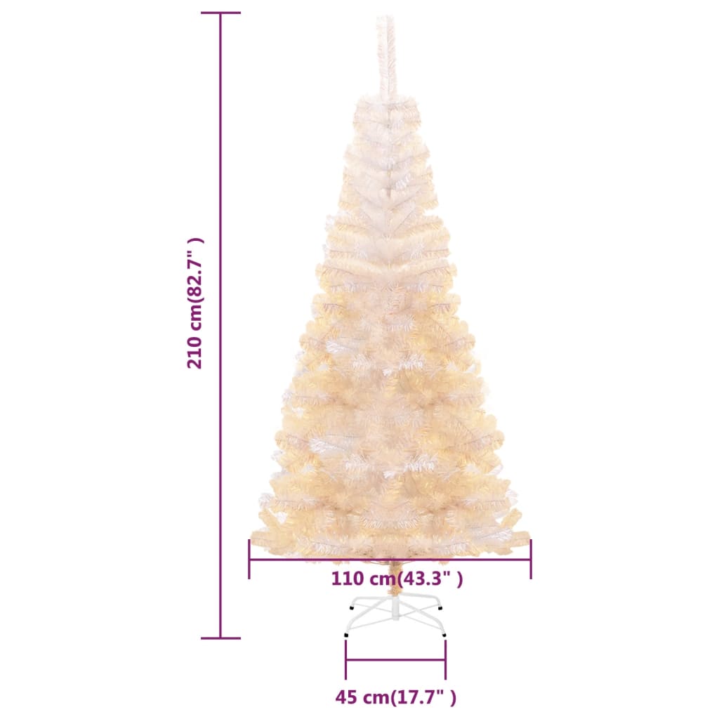 vidaXL Artificial Christmas Tree with Iridescent Tips White 210 cm PVC