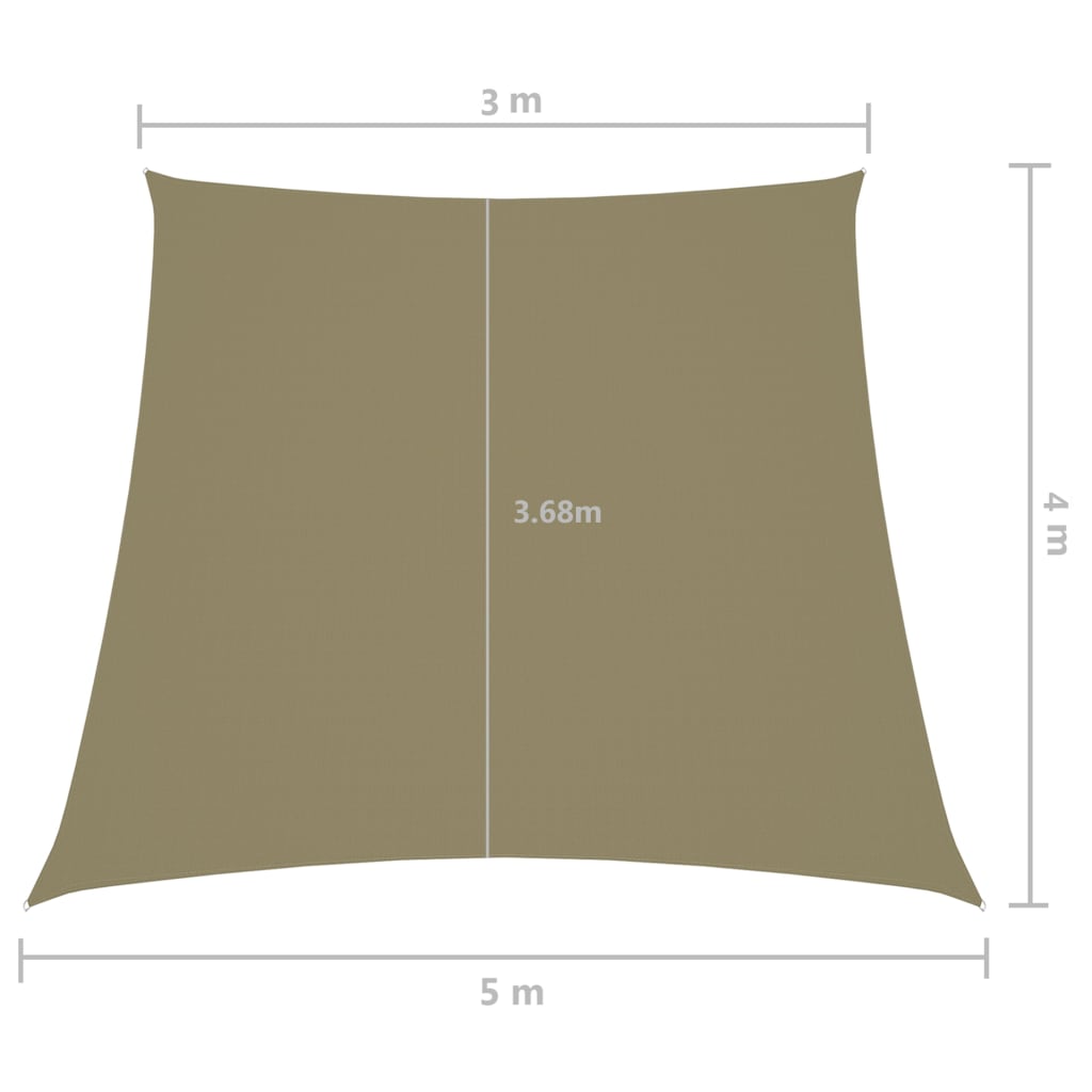vidaXL Sunshade Sail Oxford Fabric Trapezium 3/5x4 m Beige