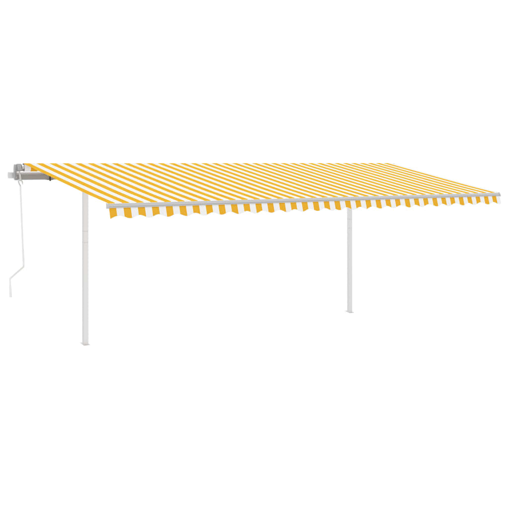 vidaXL Automatic Retractable Awning with Posts 6x3.5 m Yellow&White