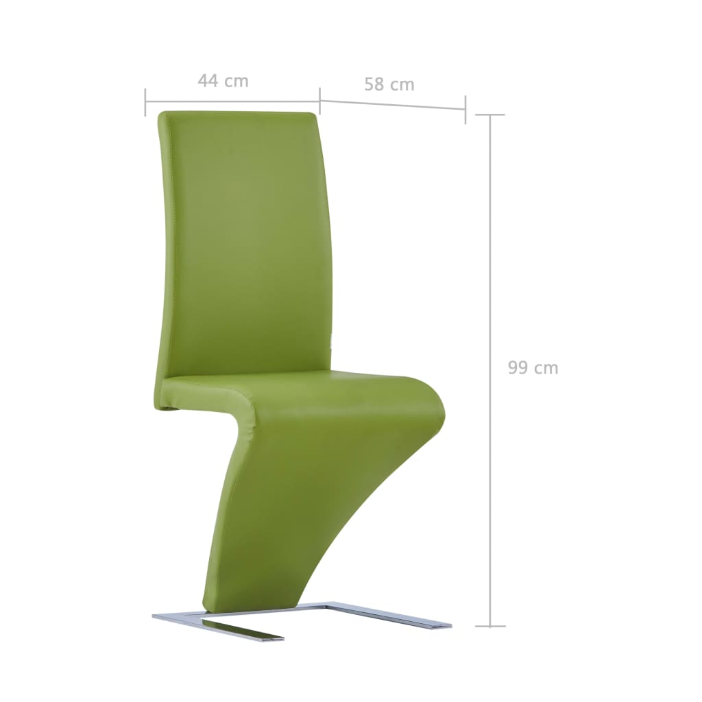 vidaXL Dining Chairs with Zigzag Shape 2 pcs Green Faux Leather