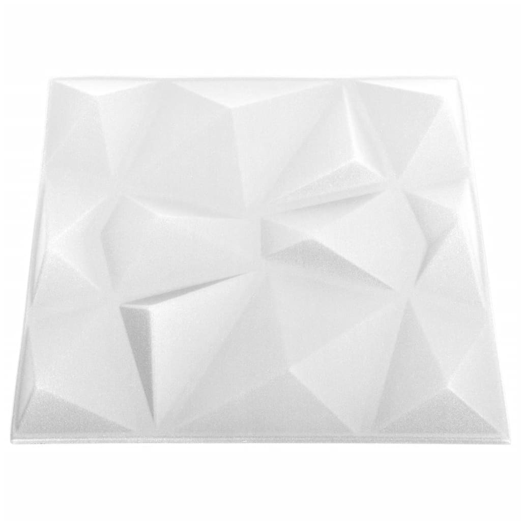 vidaXL 3D Wall Panels 12 pcs 50x50 cm Diamond White 3 m²