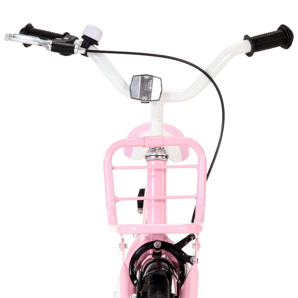 vidaXL Kids Bike with Front Carrier 12 inch White and Pink
