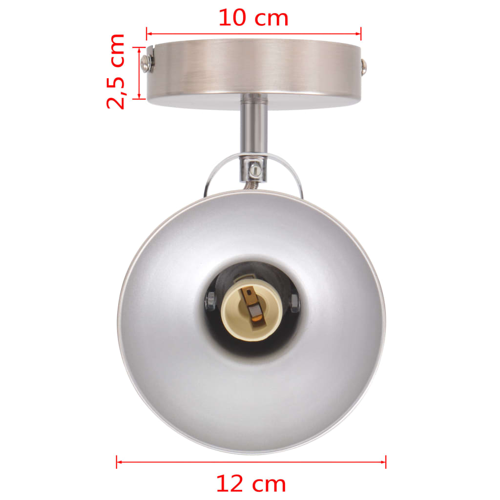 vidaXL Wall Lamps 2 pcs for 2 Bulbs E14 Silver