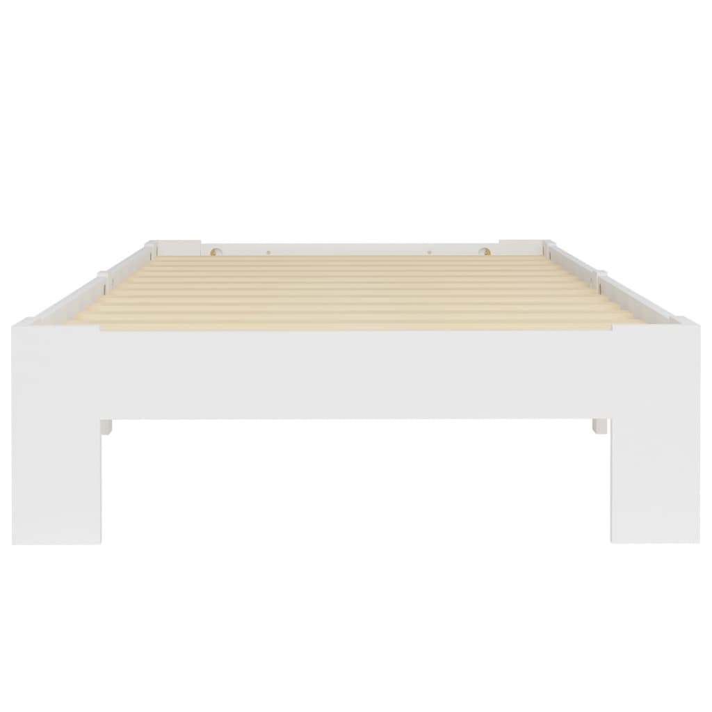 vidaXL Bed Frame White Solid Pine Wood 90x200 cm