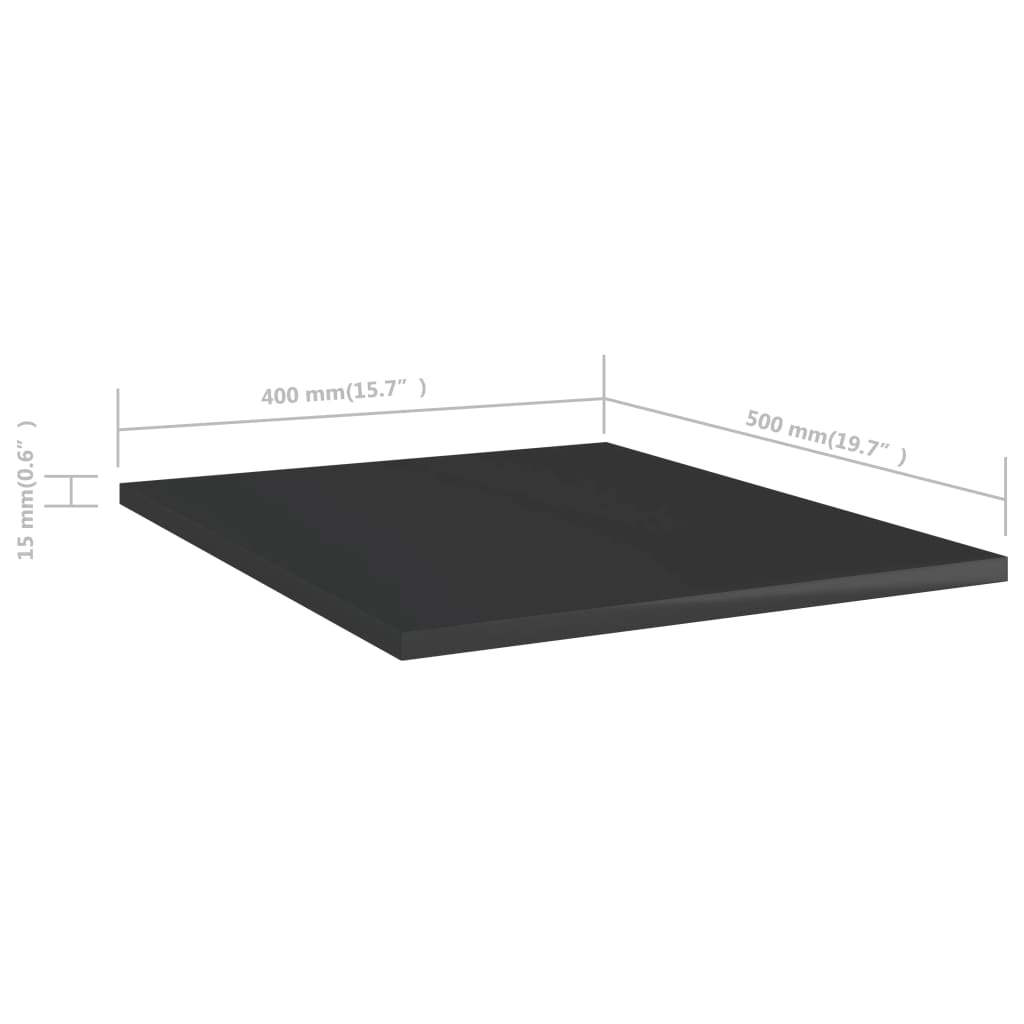 vidaXL Bookshelf Boards 8 pcs High Gloss Black 40x50x1.5 cm Engineered Wood