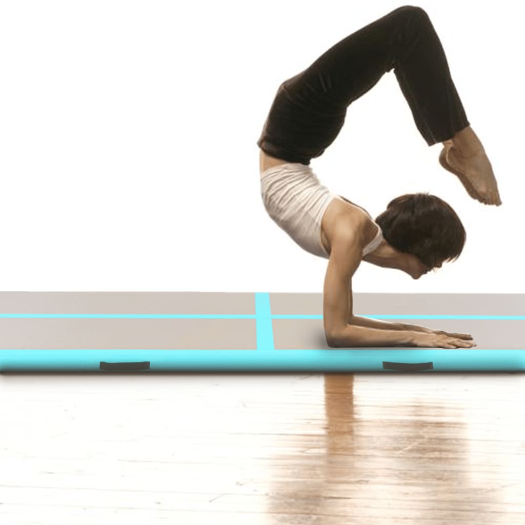 vidaXL Inflatable Gymnastics Mat with Pump 500x100x10 cm PVC Green