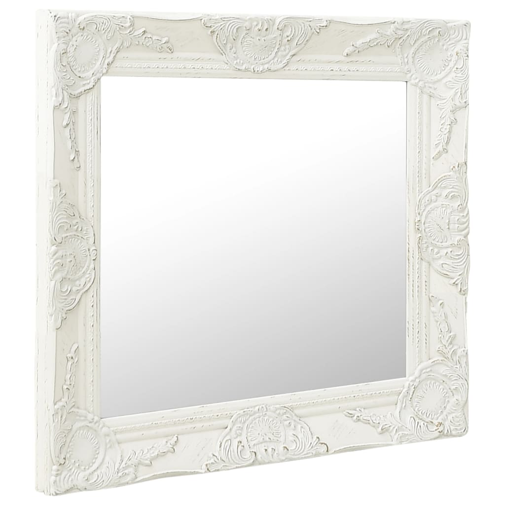 vidaXL Wall Mirror Baroque Style 60x60 cm White