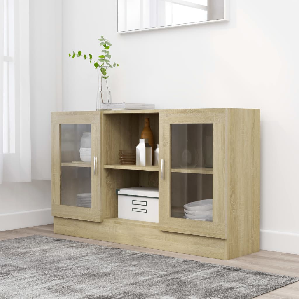 vidaXL Vitrine Cabinet Sonoma Oak 120x30.5x70 cm Engineered Wood