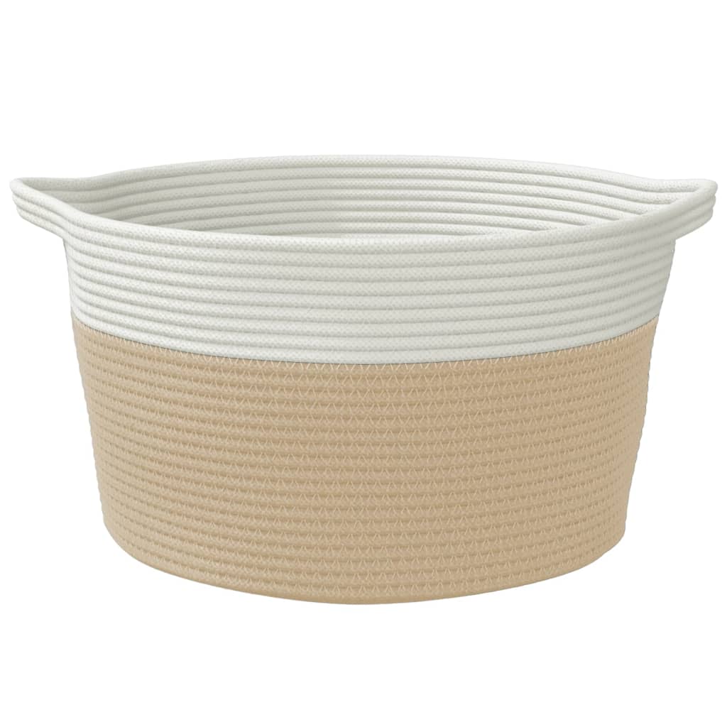 vidaXL Storage Basket Beige and White Ø40x25 cm Cotton