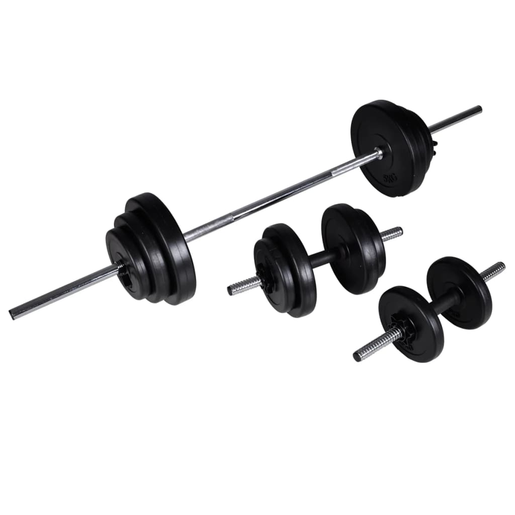 vidaXL Adjustable Sit-up Bench with Barbell and Dumbbell Set 30.5 kg